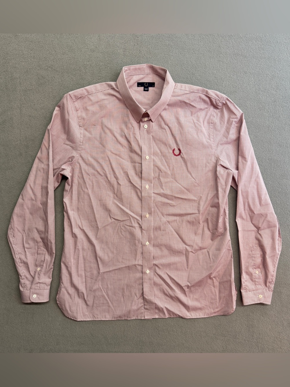 Fred Perry Shirt Men's XL Button Up Long Sleeve Red Preppy Cotton